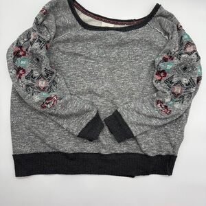 Knox‎ Rose Charcoal and Cream Fleece Top, XL